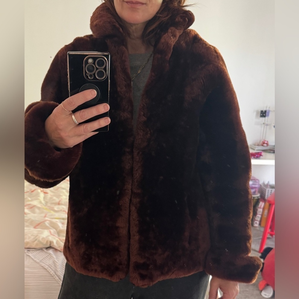 Vintage 1940s–50s Beaver Fur Coat Brown Satin Lined Medium Make Offers - Picture 4 of 11